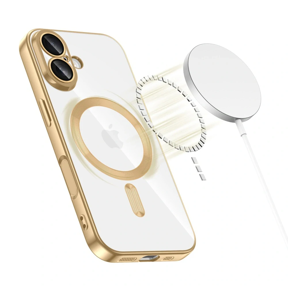 Kryt iPhone 17 Techsuit Luxury Crystal MagSafe - zlatý