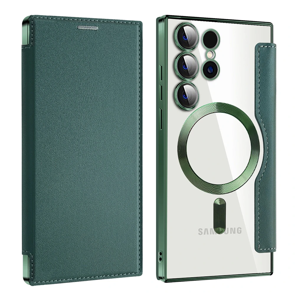 Pouzdro Samsung Galaxy S24 Ultra, SmartMag Book Case světle zelené