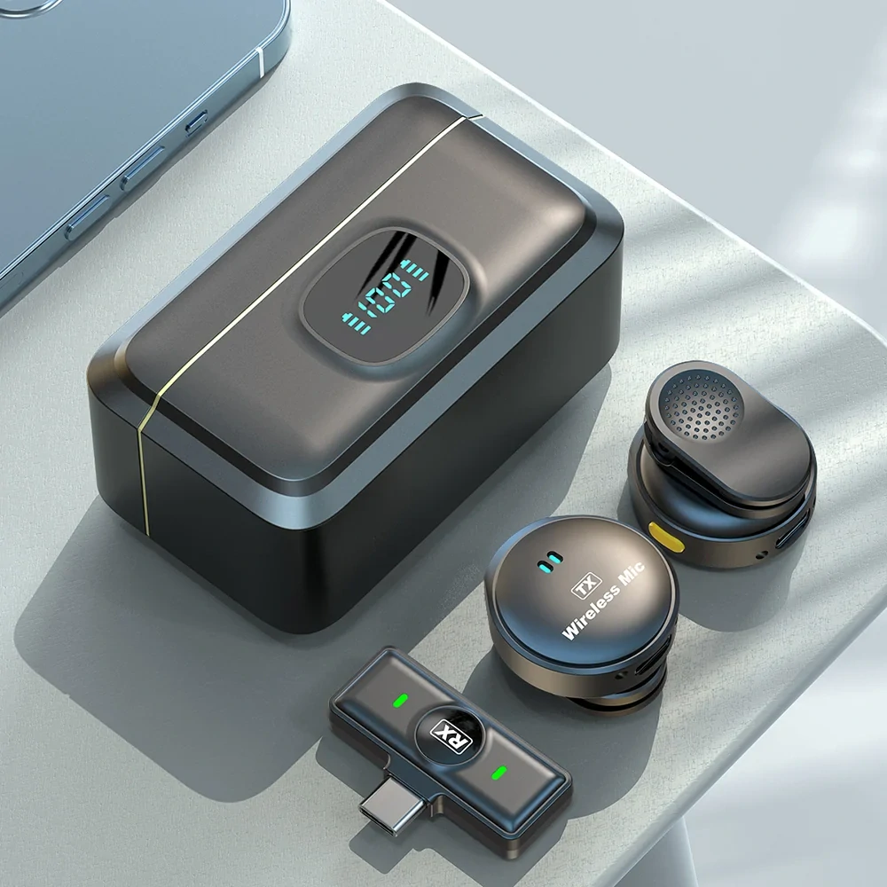 Bezdrátové mikrofony Techsuit LW5 USB-C, černé