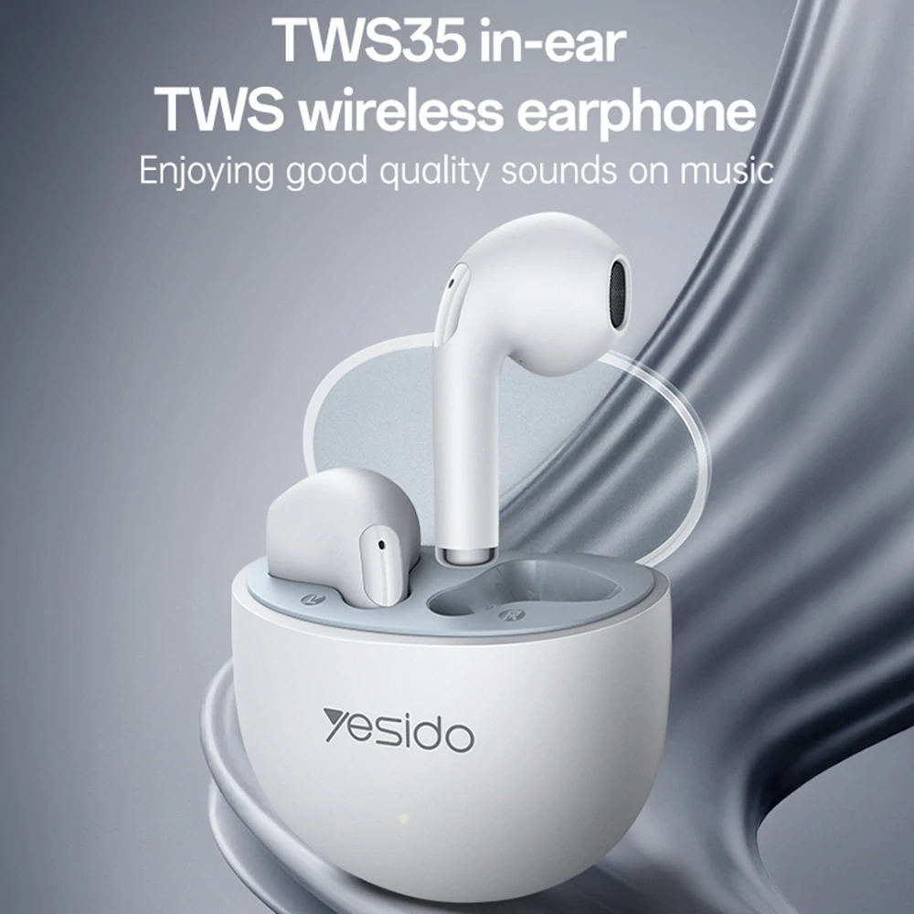 Bezdrátová sluchátka Yesido TWS35 s mikrofonem Bluetooth 5.3 bílá