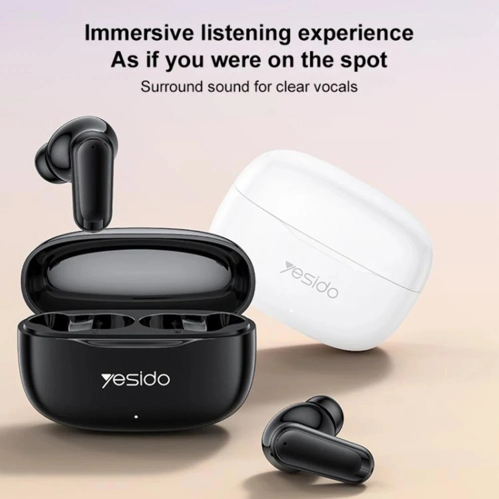 Bezdrátová sluchátka Yesido TWS38 s mikrofonem Bluetooth 5.3 bílá