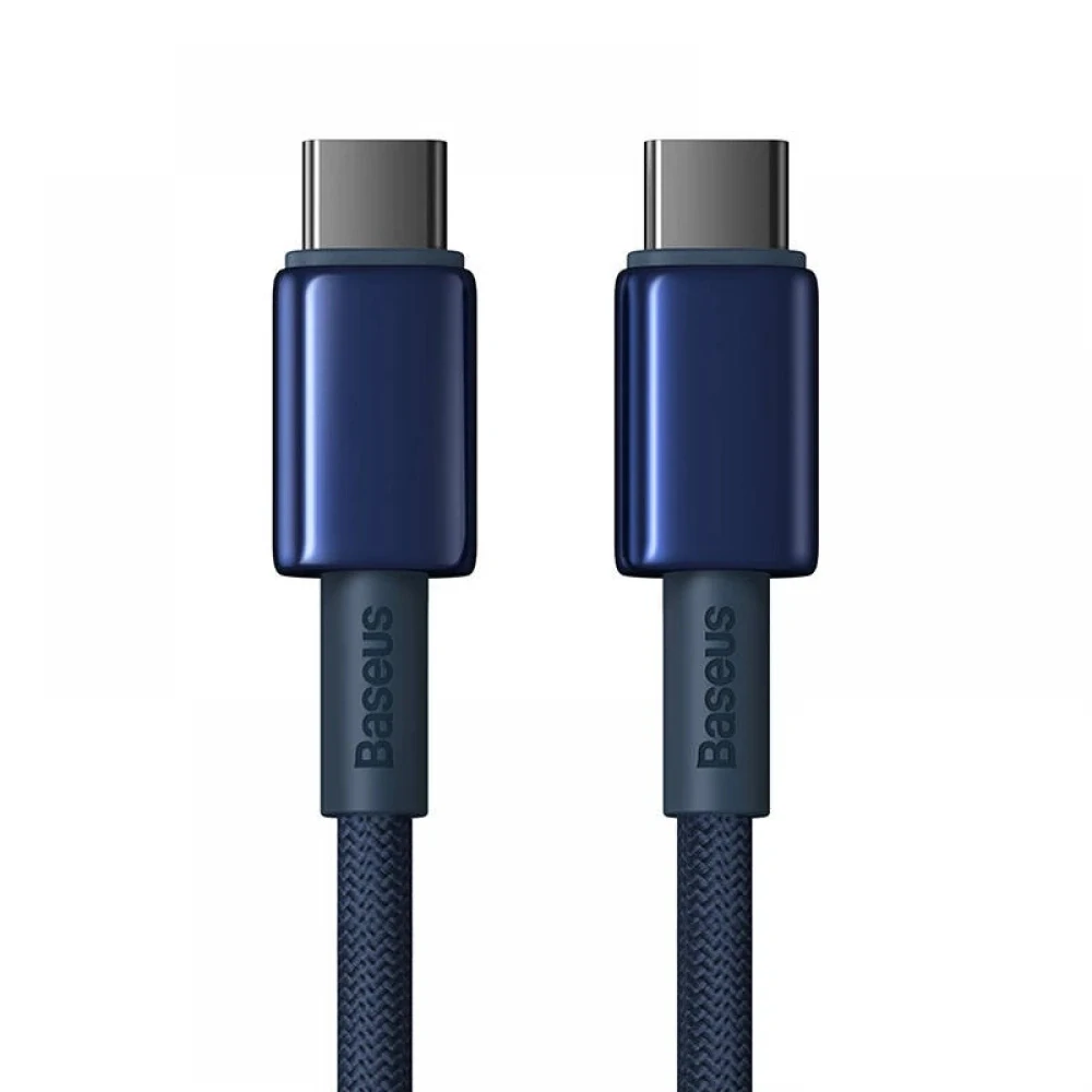 Datový kabel Baseus Tungsten Gold Type-C na Type-C, 100W, 480Mbps, 1m - Navy Blue