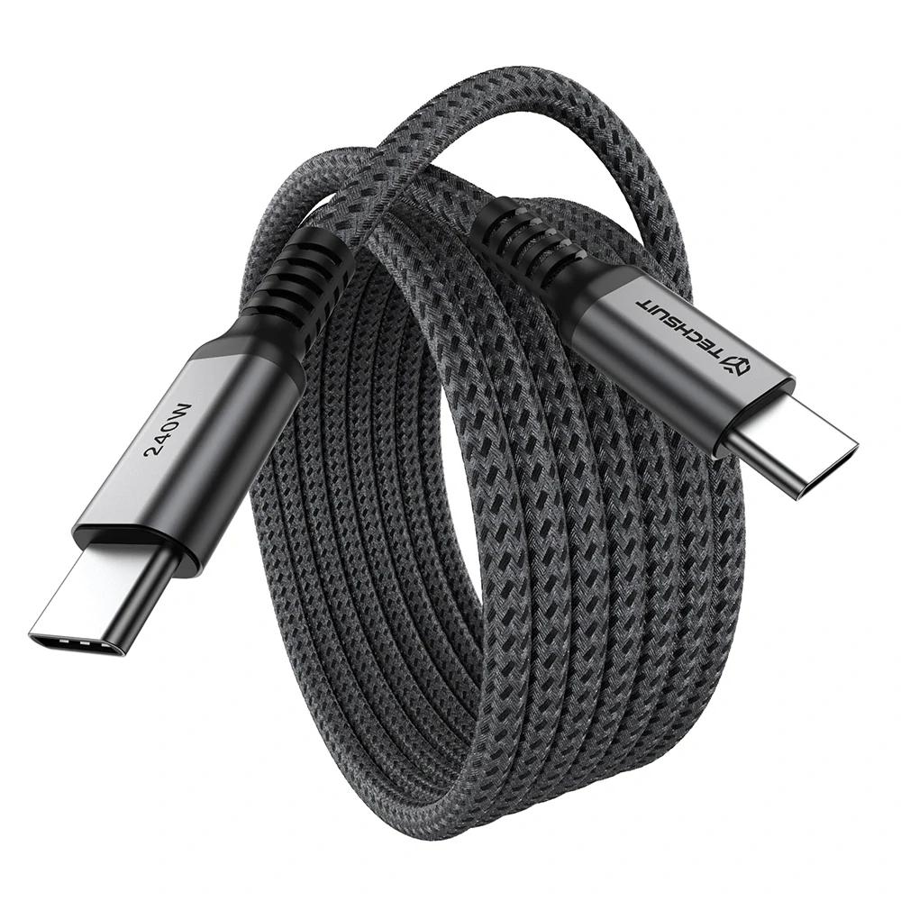 Datový kabel Techsuit TitanSync Pro (CX2) - Type-C na Type-C PD 240W, 480Mbps, 2m - Gray