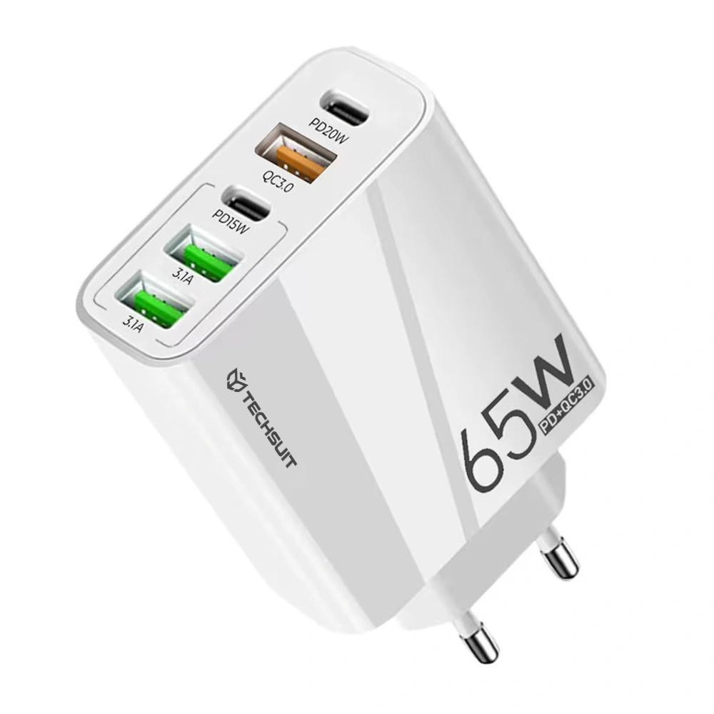 Nabíječka do sítě Techsuit PentaXPower (CHC2) - 3x USB QC 3.0, 2x Type-C 65W - bílá
