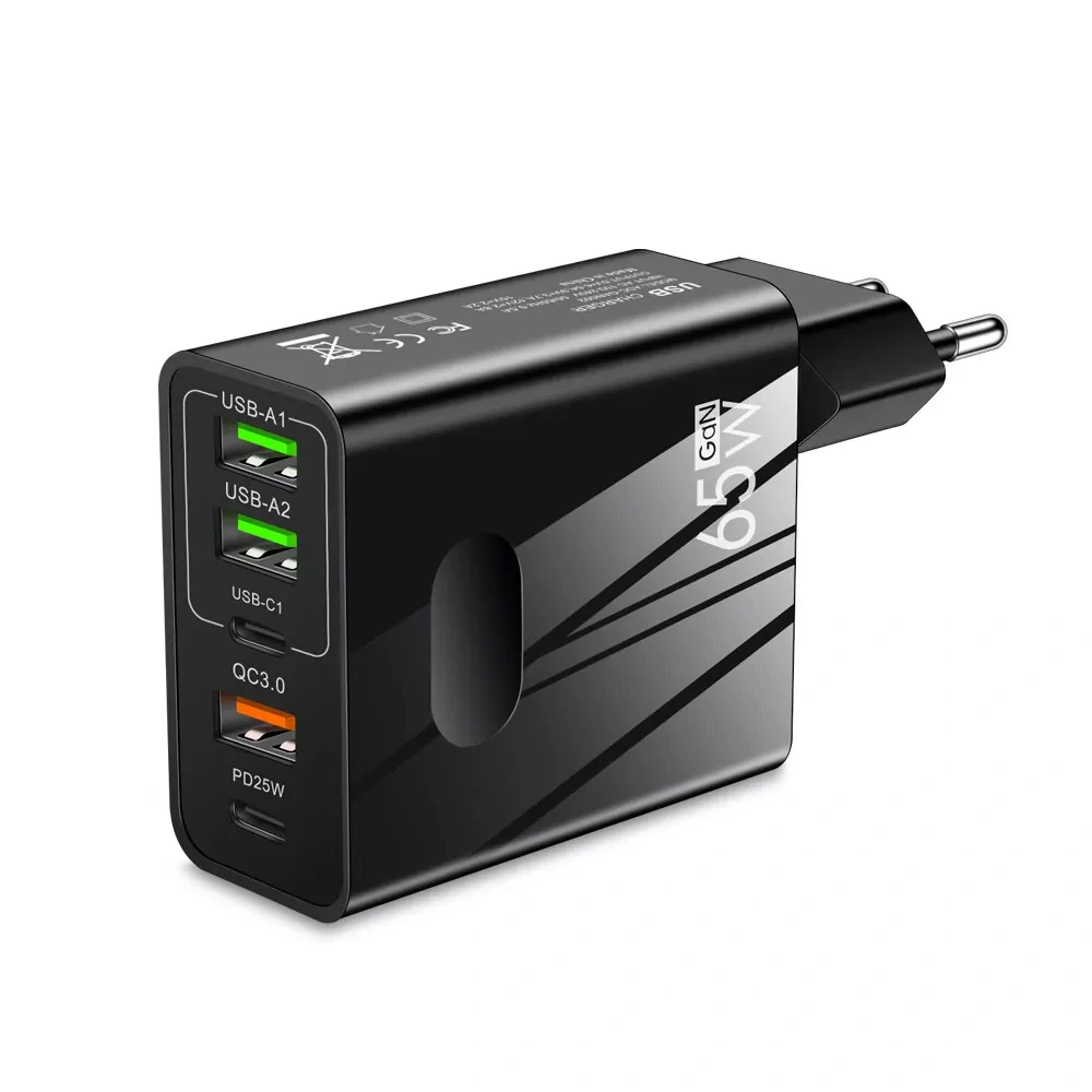 Nabíječka do sítě Techsuit PentaXPower (CHC1) - 3x USB, 2x Type-C, 65W - černá