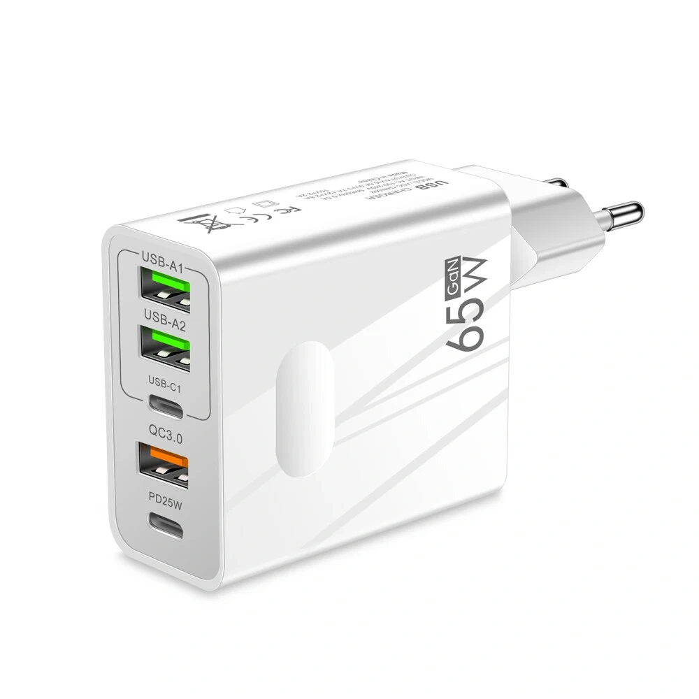 Nabíječka do sítě Techsuit PentaXPower (CHC1) - 3x USB, 2x Type-C, 65W - bílá