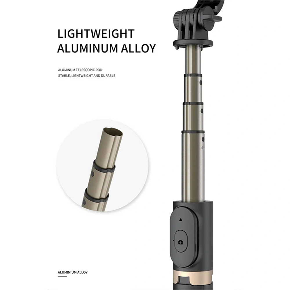 Selfie tyč Tripod Techsuit (Q03) Bluetooth, hliníková slitina, rotace o 360°, 74 cm – černý
