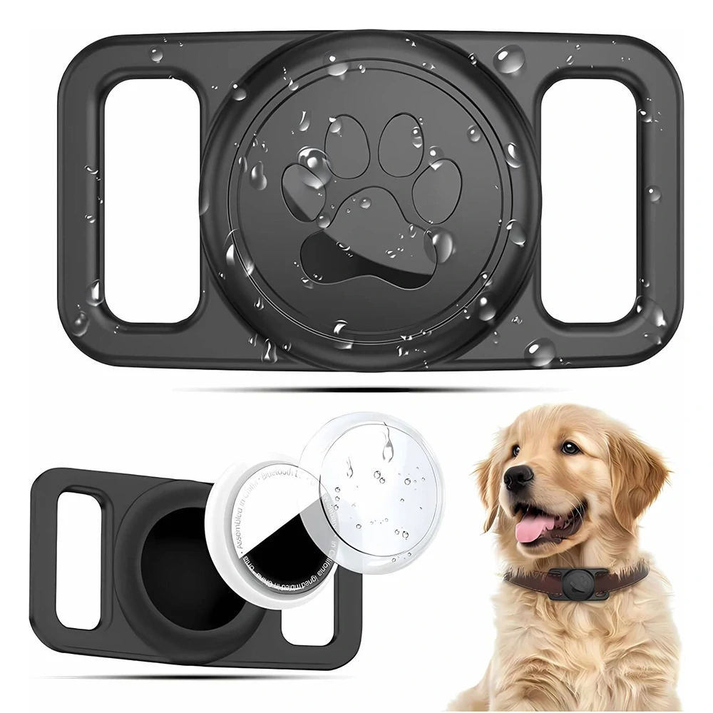 Pouzdro pro APPLE AIRTAG pro psy Techsuit BuddyGuard (DG1) voděodolný, pro obojky široké 0,6"–1,3" – černý
