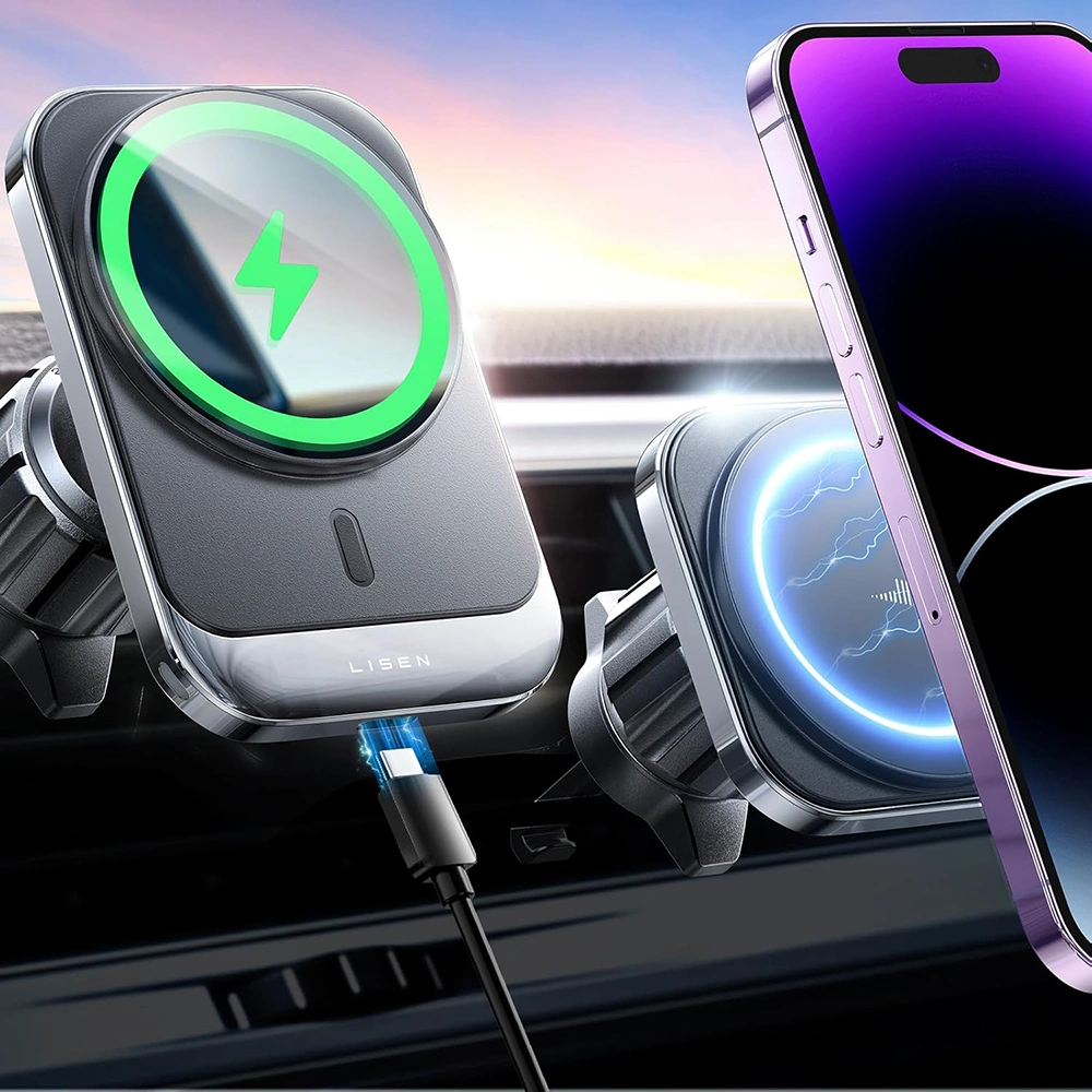 Magnetický držák do auta s bezdrátovým nabíjením 15W - Lisen (YL0223070009) - MagSafe