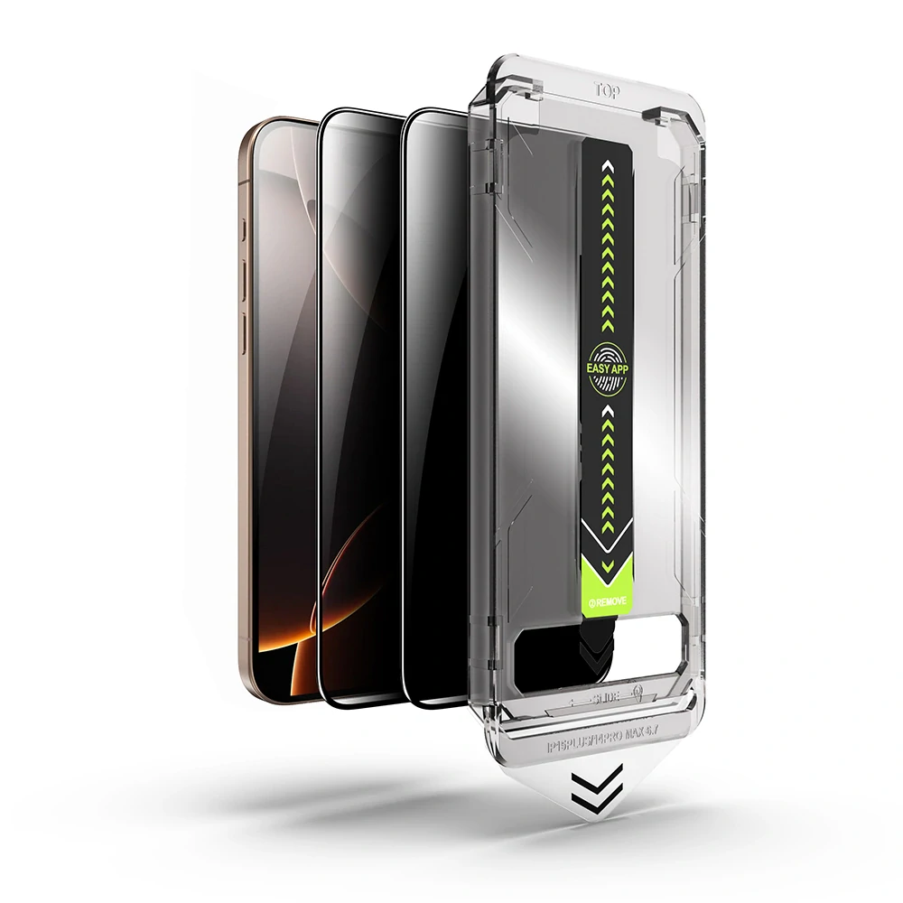 Tvrzené sklo iPhone 17 Pro Max, TitanGlass FullCover s privátním filtrem (2 kusy)