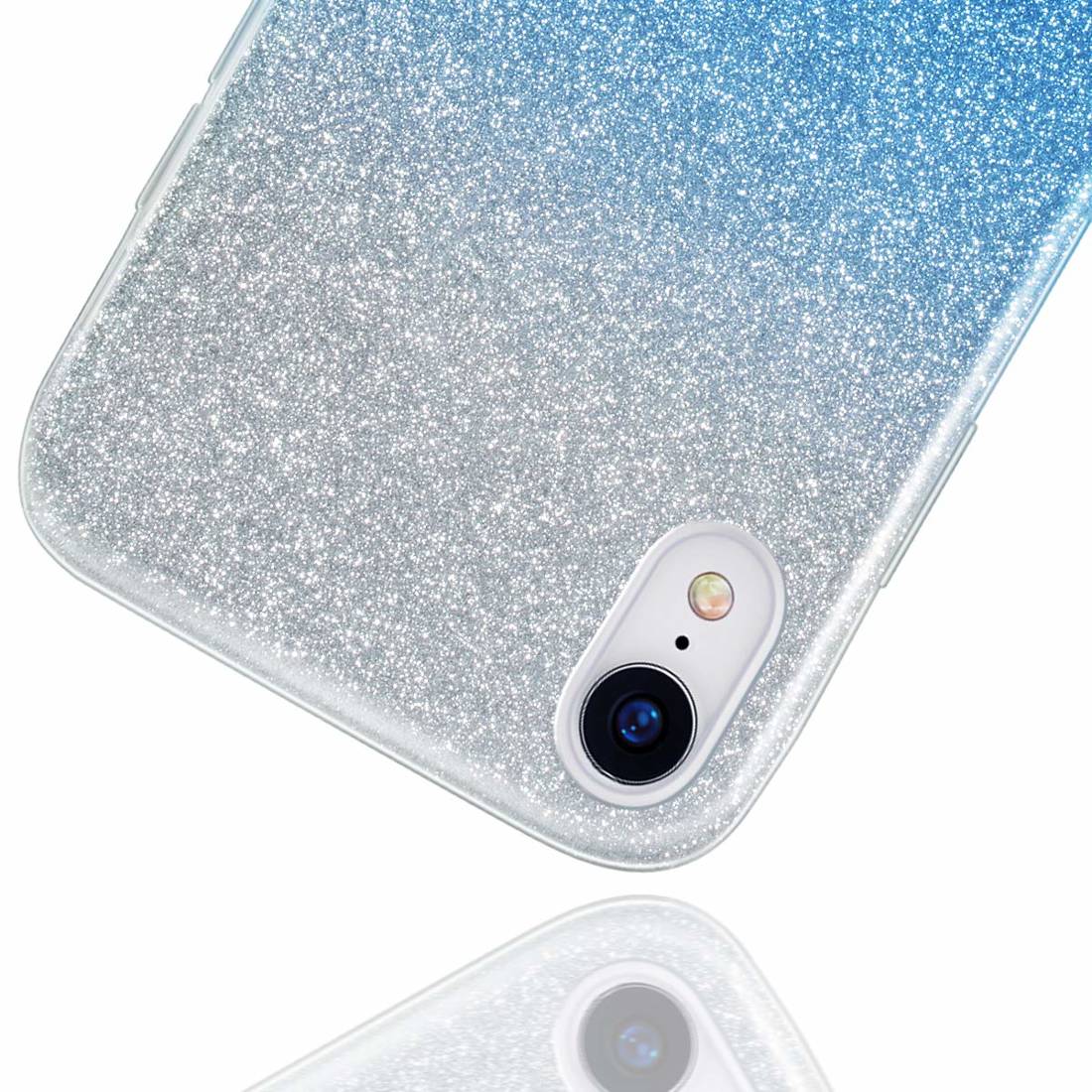 Kryt iPhone 12 mini třpytky stříbrná/modrá