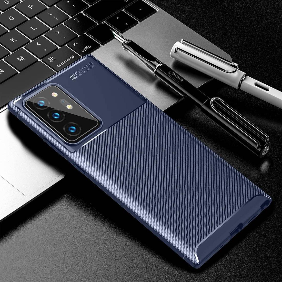 Kryt Samsung Galaxy NOTE 20 Armored Carbon Fiber navy blue