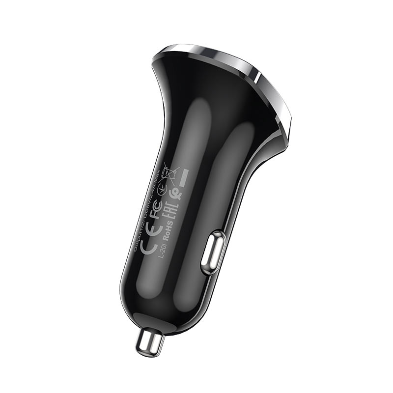 Nabíječka do auta 2,4A 2xUSB s LCD displejem + Lightning kabel 1m Borofone BZ15 černá