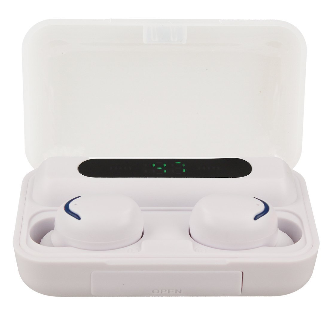 Bezdrátová sluchátka Bluetooth 5.0 HF TWS F9-5c s displejem bílá