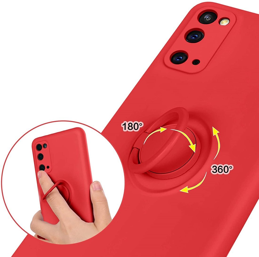 Kryt Xiaomi Redmi 9A / Redmi 9AT Silicone Ring Magnetic Stand červený