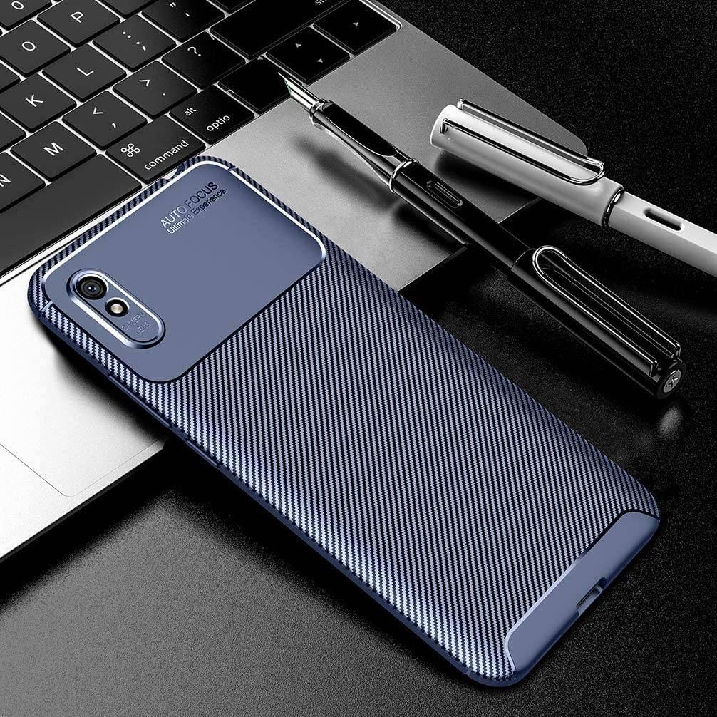 Kryt Xiaomi Redmi 9A / Redmi 9AT case Armored Shockproof Carbon Fiber blue