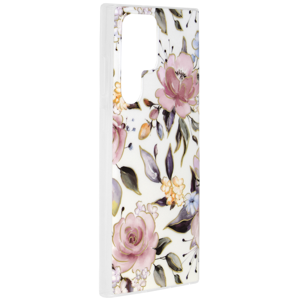 Kryt Samsung Galaxy S22 Ultra Techsuit - Marble Series - Chloe White