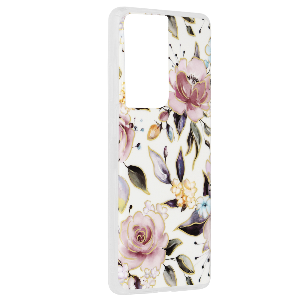 Kryt Samsung Galaxy S21 Ultra Techsuit - Marble Series - Chloe White