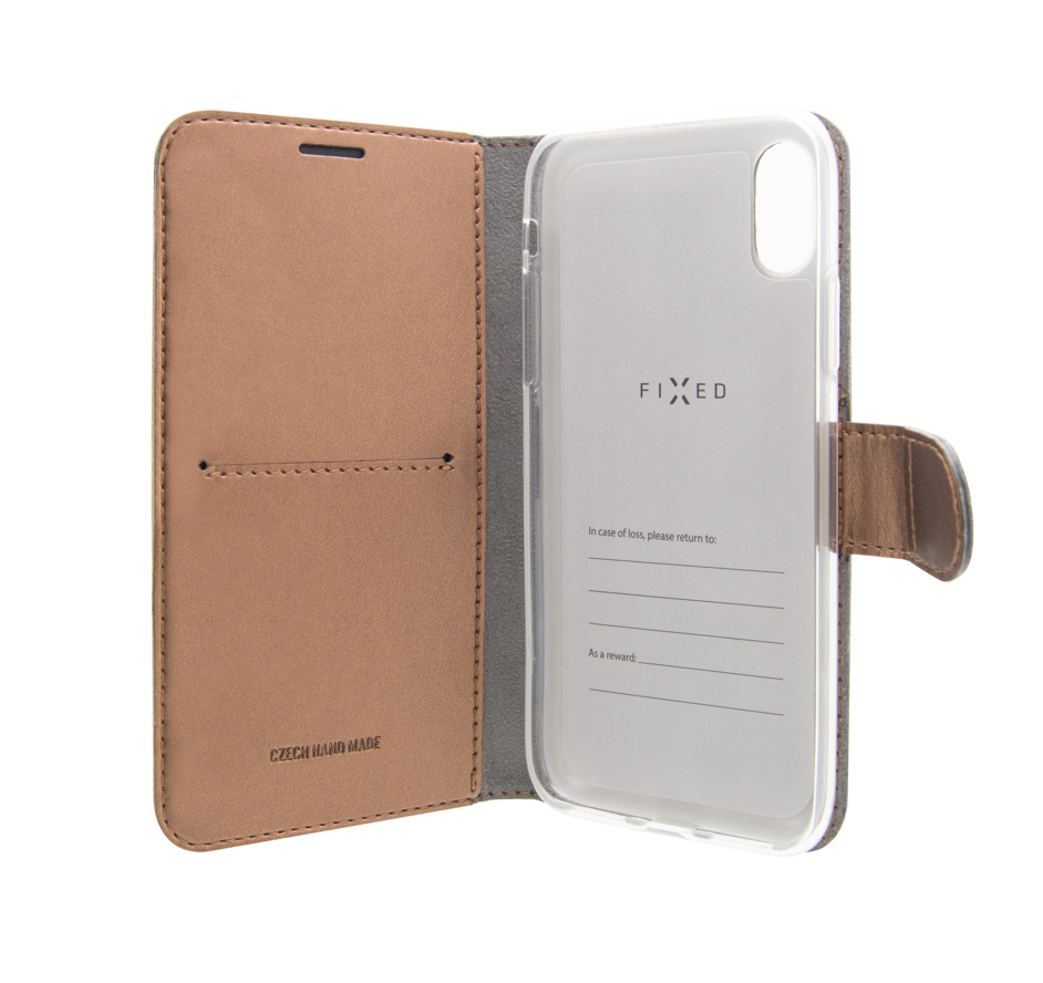 Pouzdro flip iPhone 11, FIXED FIT Shine, bronzové