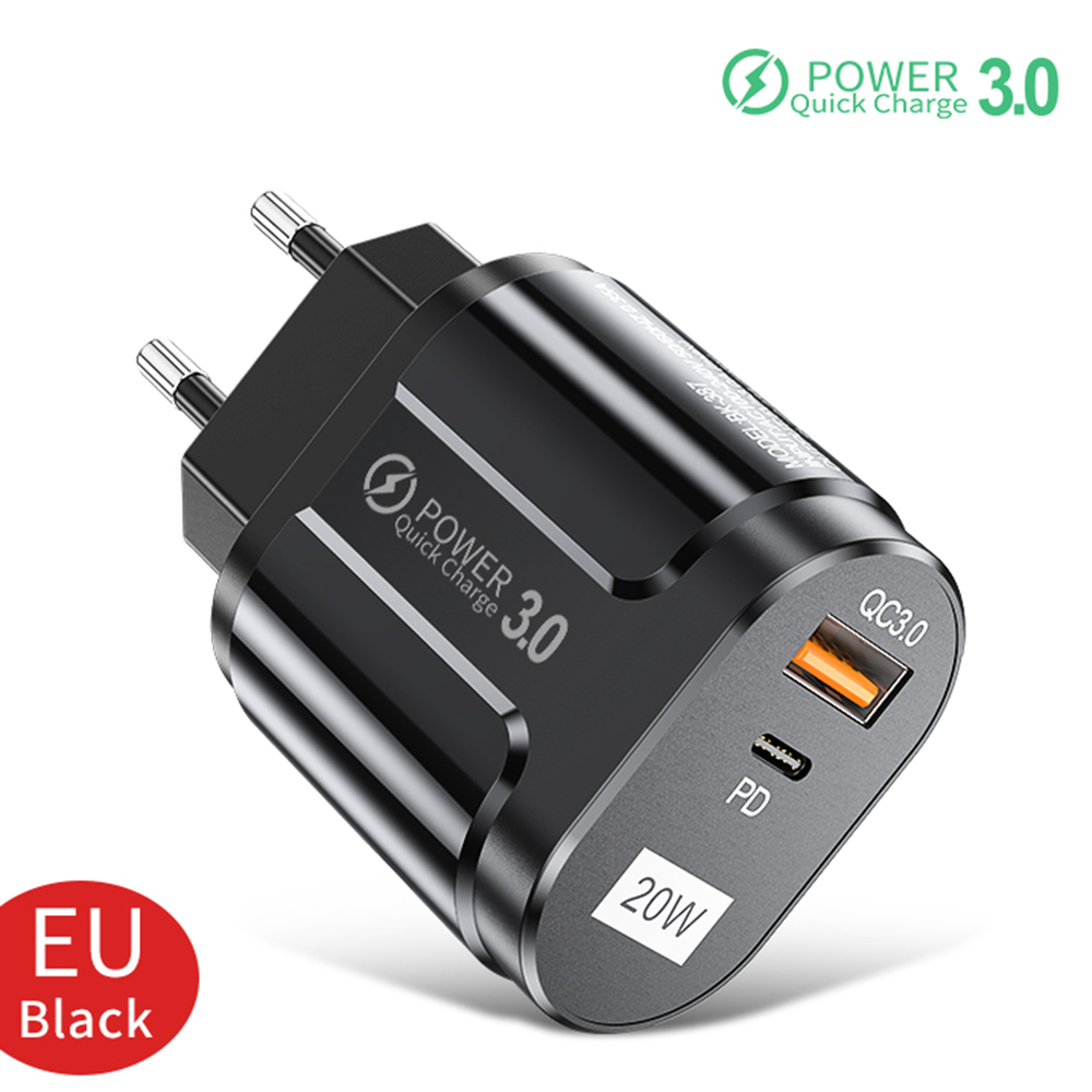 Nabíječka do sítě rychlé nabíjení USB-A, QC 3.0, USB-C, 20W - Techsuit (CHPD038) - černá