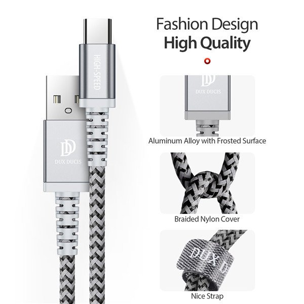 Datový kabel 2 kusy Dux Ducis 2A 1m+2m KII-PRO nylon černý