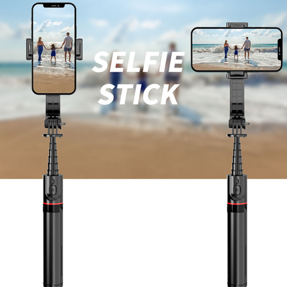 Selfie tyč Tripod Techsuit L12 Stabilní hliníkový stativ skládací a přenosný s bezdrátovým dálkovým ovládáním, 106 cm - Černý