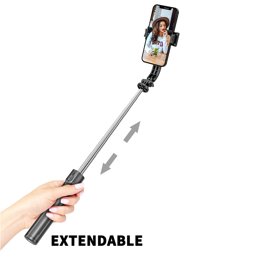 Selfie tyč Tripod Techsuit L13 Stabilní rozšiřitelný stativ s dálkovým ovládáním Bluetooth, 113 cm - černý