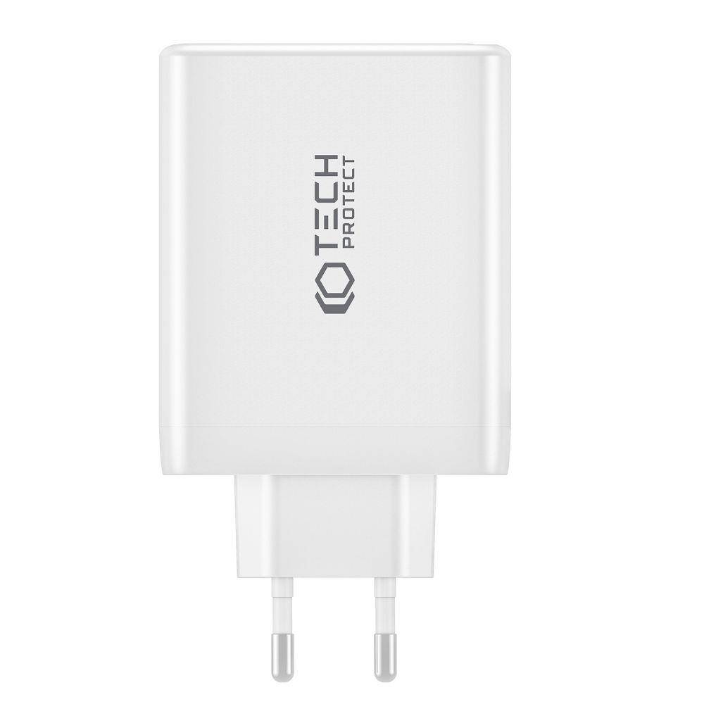 Nabíječka do sítě 100W 3x USB-C PD + QC3.0 USB Tech-Protect NC100W-GAN bílá