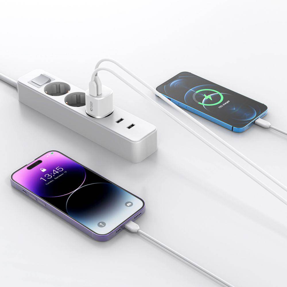 Nabíječka do sítě 20W USB QC3.0 + USB-C PD Tech-Protect C20W Mini bílá