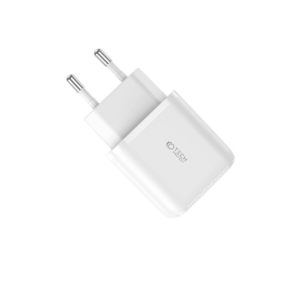 Nabíječka do sítě 20W USB QC3.0 + USB-C PD Tech-Protect C20W bílá