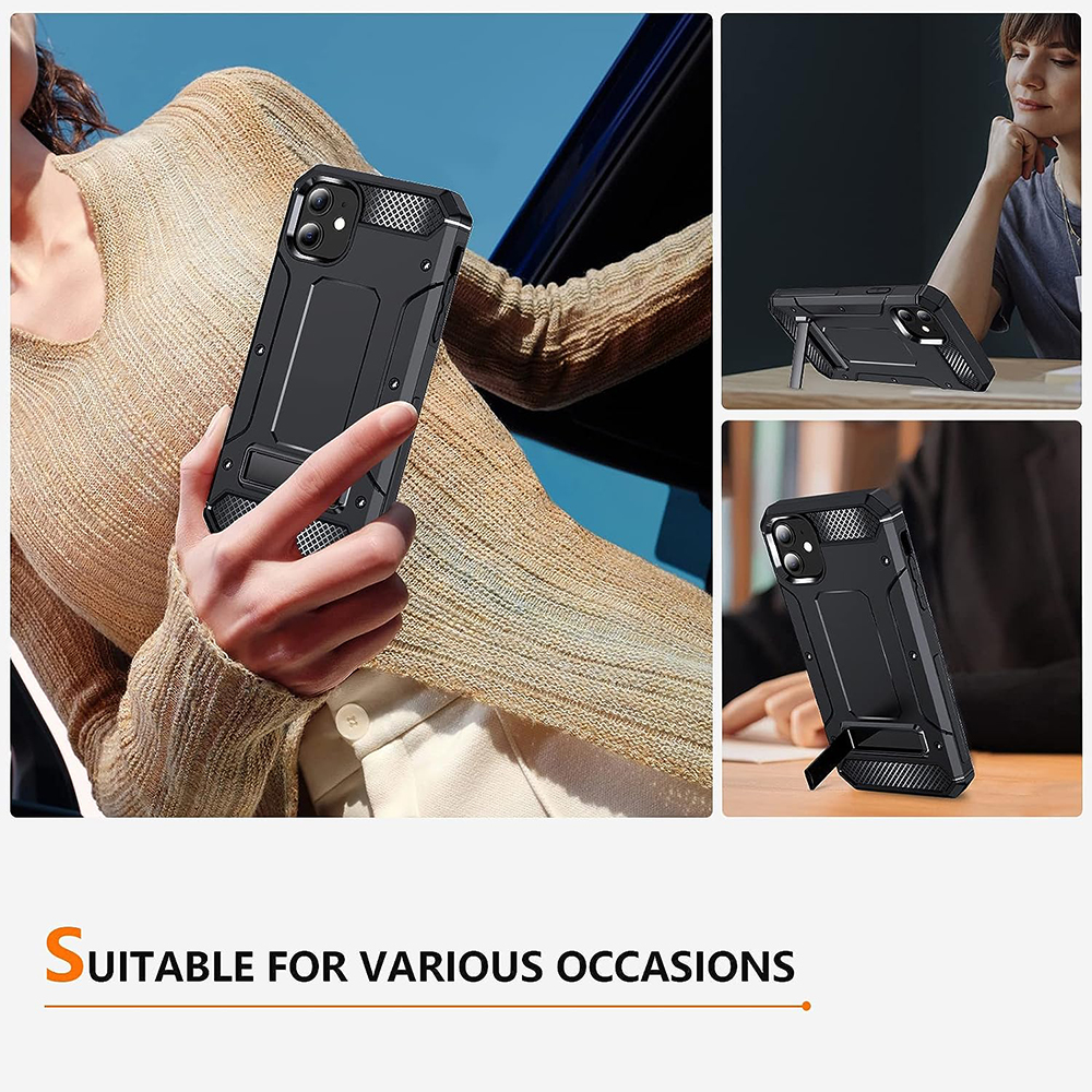 Kryt iPhone 12 /12 Pro, Techsuit - Hybrid Armor Kickstand , černý