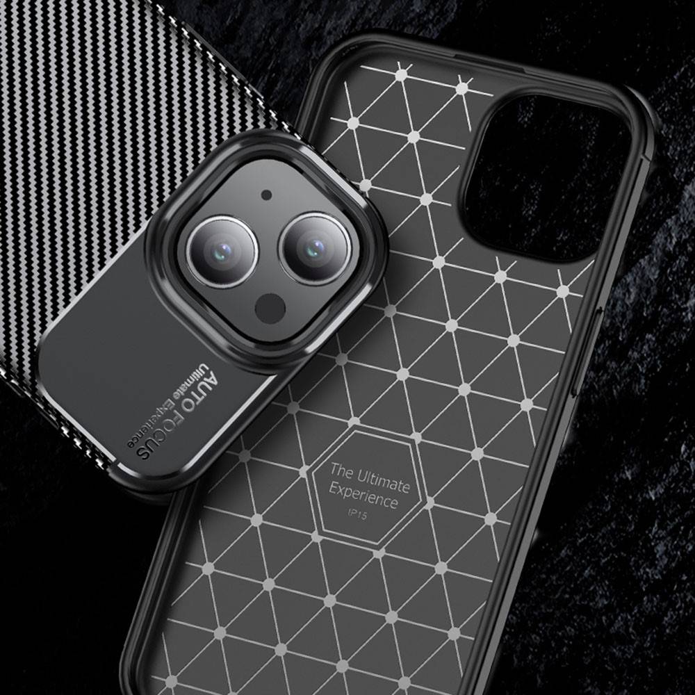 Kryt iPhone 15 Armored Shockproof Carbon Fiber černé