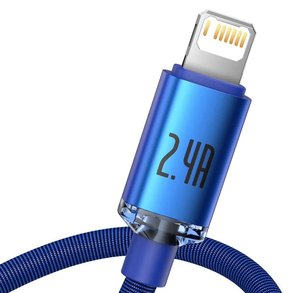 Datový kabel Baseus Crystal Shine USB na Lightning, 2,4A 2 m modrý