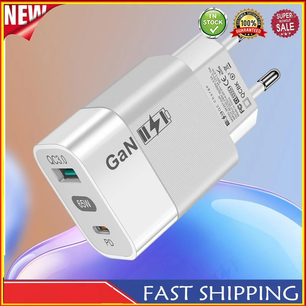 Nabíječka do sítě Techsuit (CHPD131) - GaN, USB, Type-C, Fast Charge, 65W - bílá