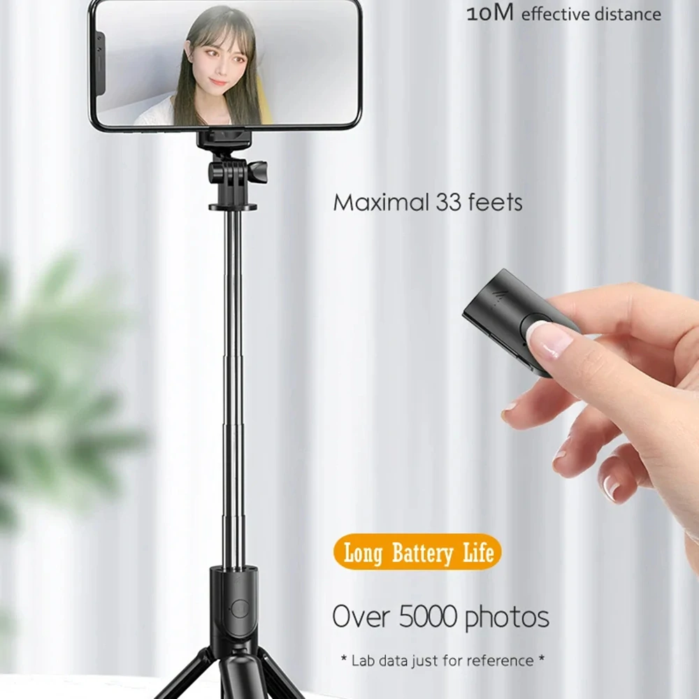 Selfie tyč Tripod Techsuit (S03) – stabilní a kompaktní držák na stativ s dálkovým ovládáním Bluetooth, 68 cm – černý