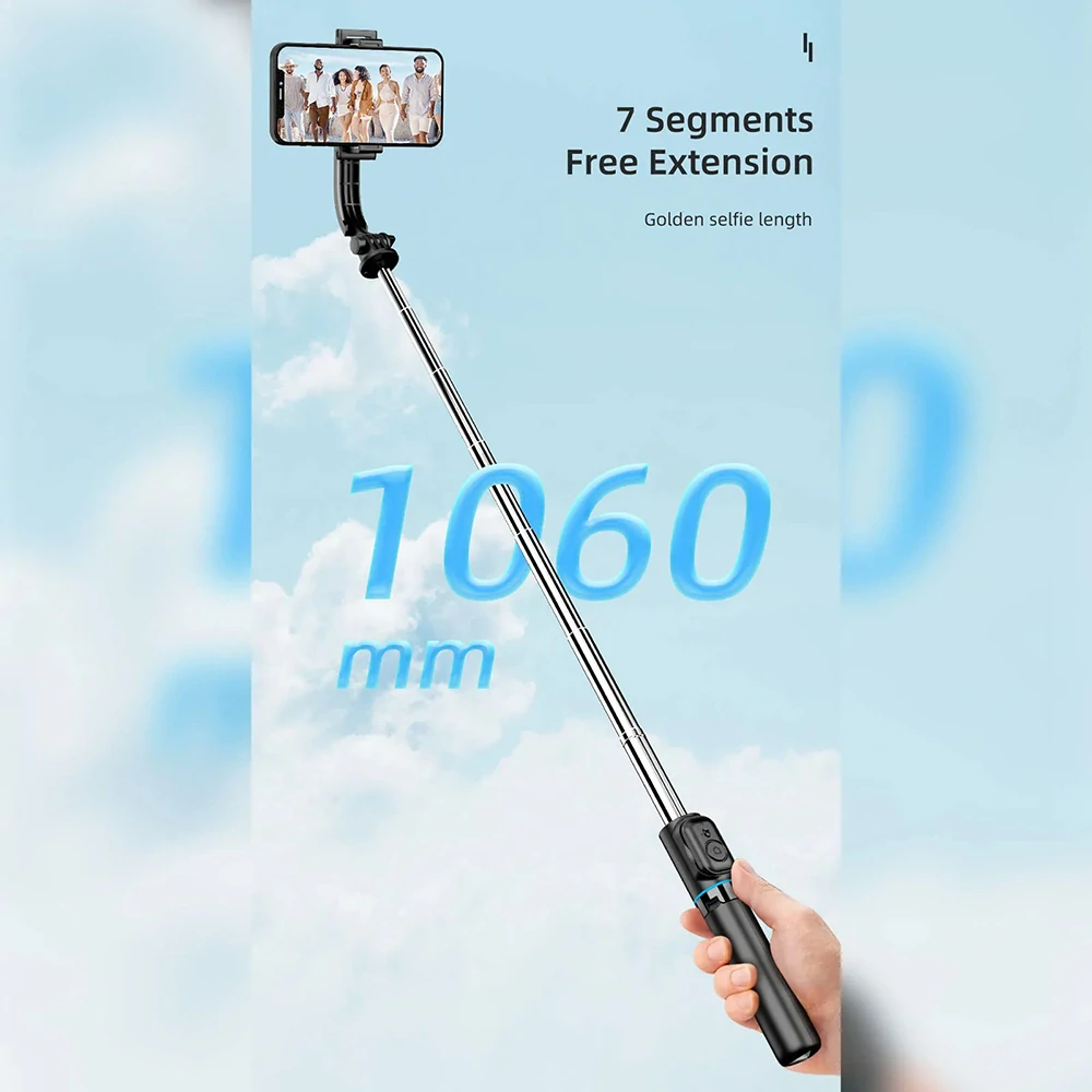 Selfie tyč Tripod Techsuit (C01) - se skládacím stabilním stativem a dálkovým ovládáním Bluetooth, 106 cm - černá