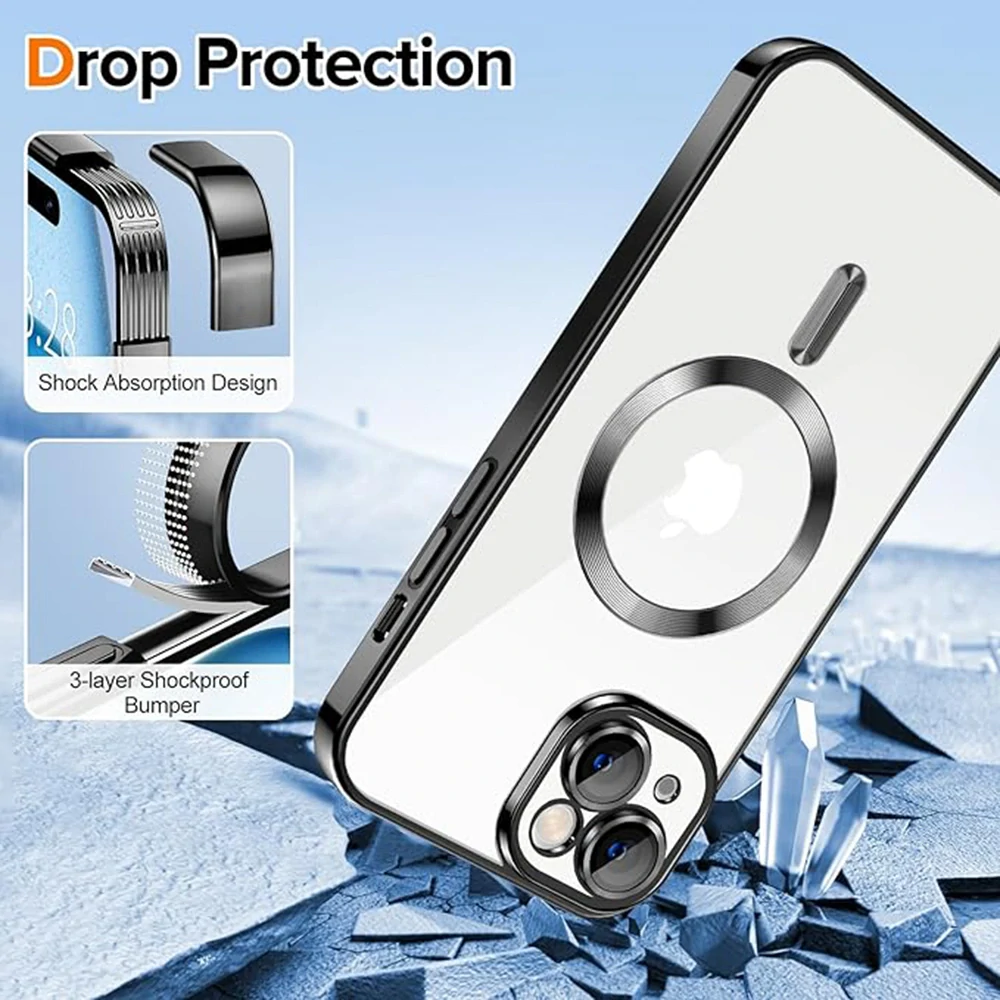 Kryt iPhone 17 Techsuit Luxury Crystal MagSafe - černý