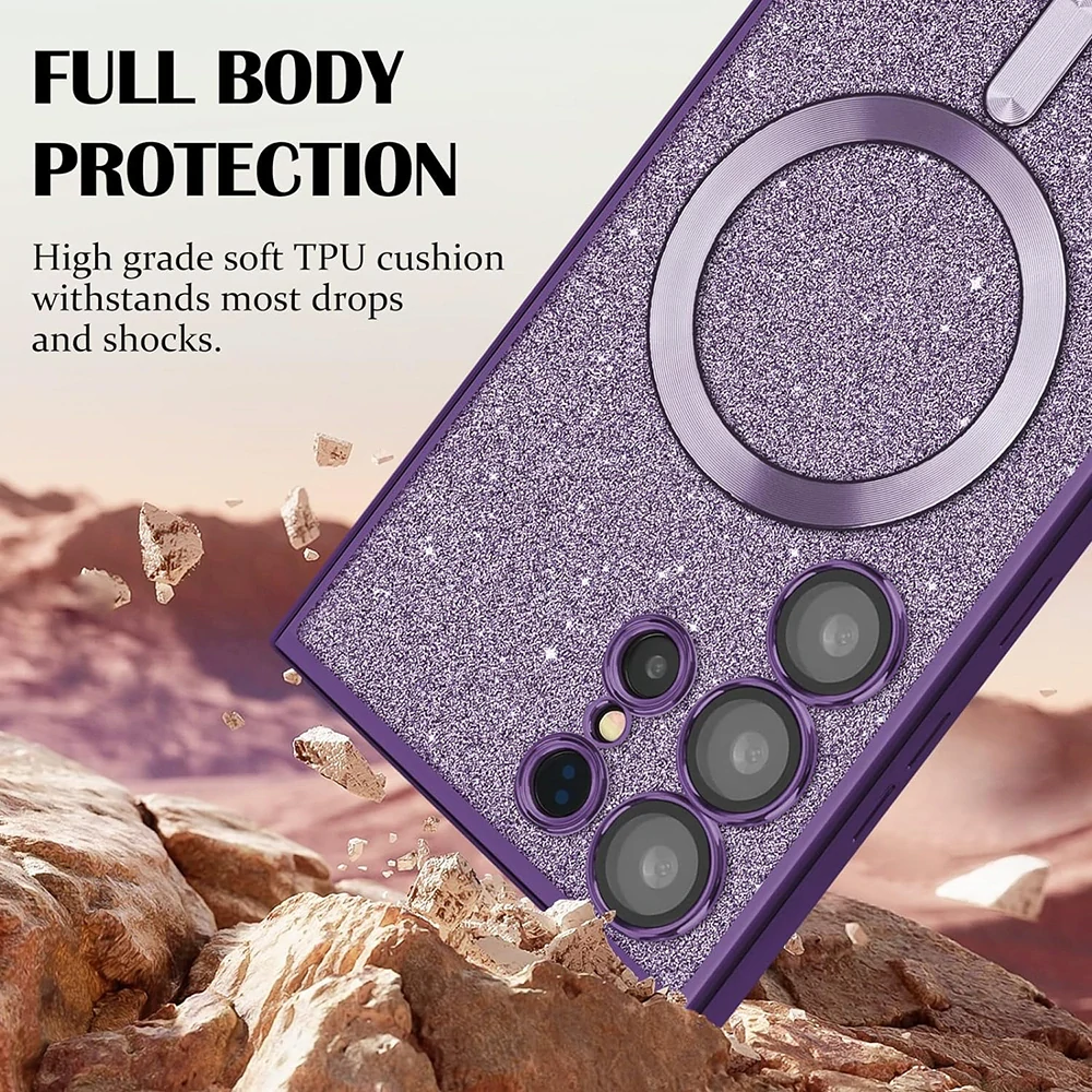 Kryt Samsung Galaxy A35 5G Techsuit Luxury Glitter MagSafe - tmavě zelený