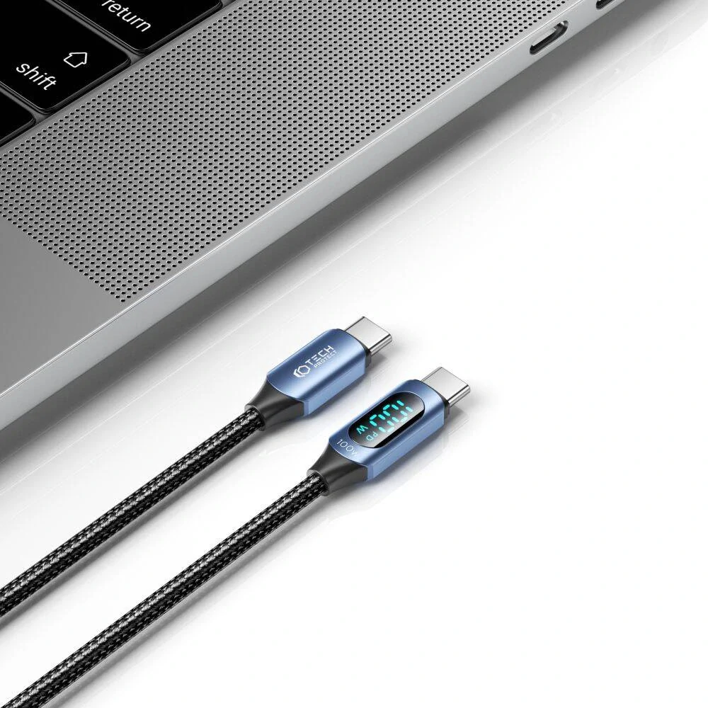 Datový kabel Tech-Protect Ultraboost USB-C na USB-C, LED modrý