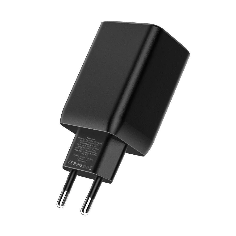 Nabíječka do sítě 65W 2x USB-C PD + QC3.0 USB Tech-Protect C65W černá