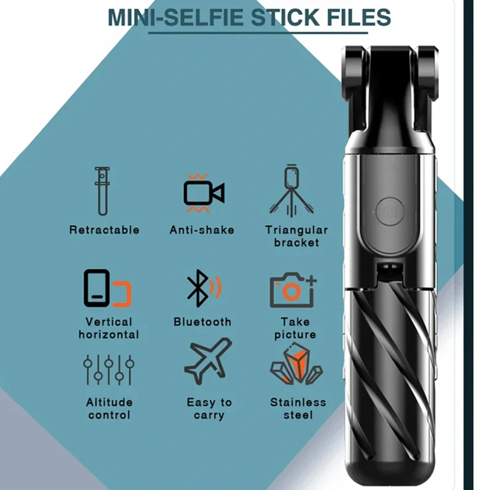 Selfie tyč Tripod Techsuit K03, dálkové ovládání, 70 cm - Černá