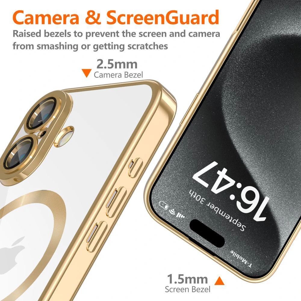 Kryt iPhone 16e Techsuit Luxury Crystal MagSafe - zlatý