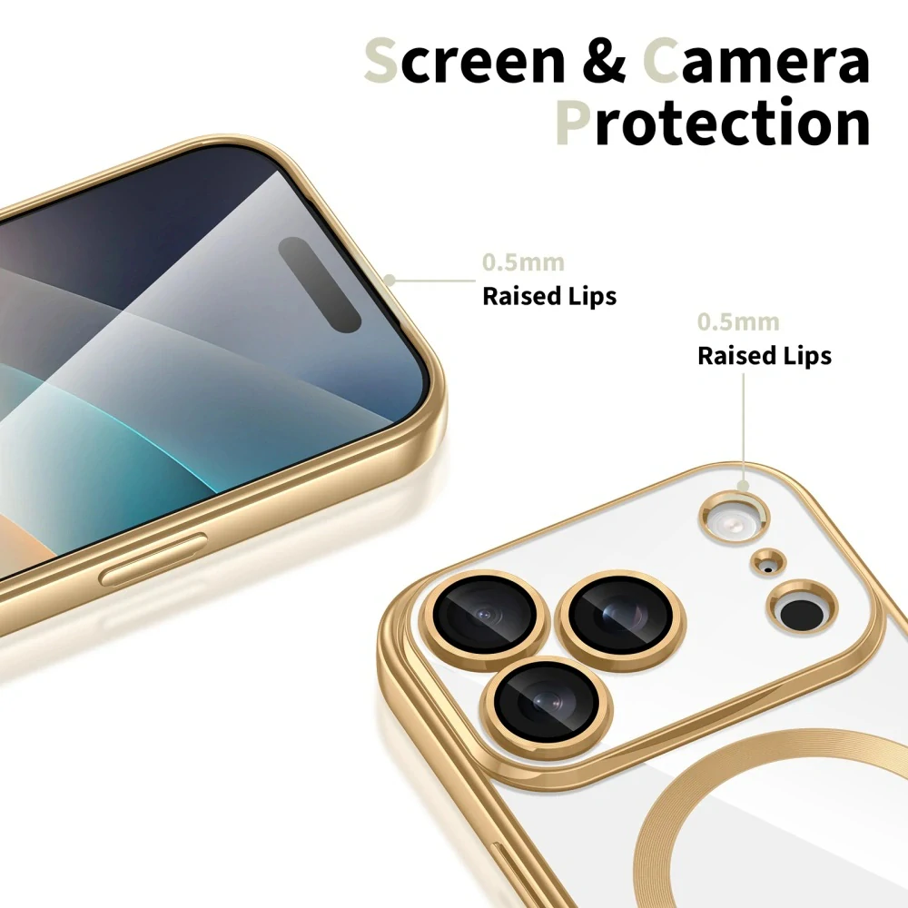 Kryt iPhone 17 Pro Max / 18 Pro Max, Techsuit Luxury Crystal MagSafe - gold