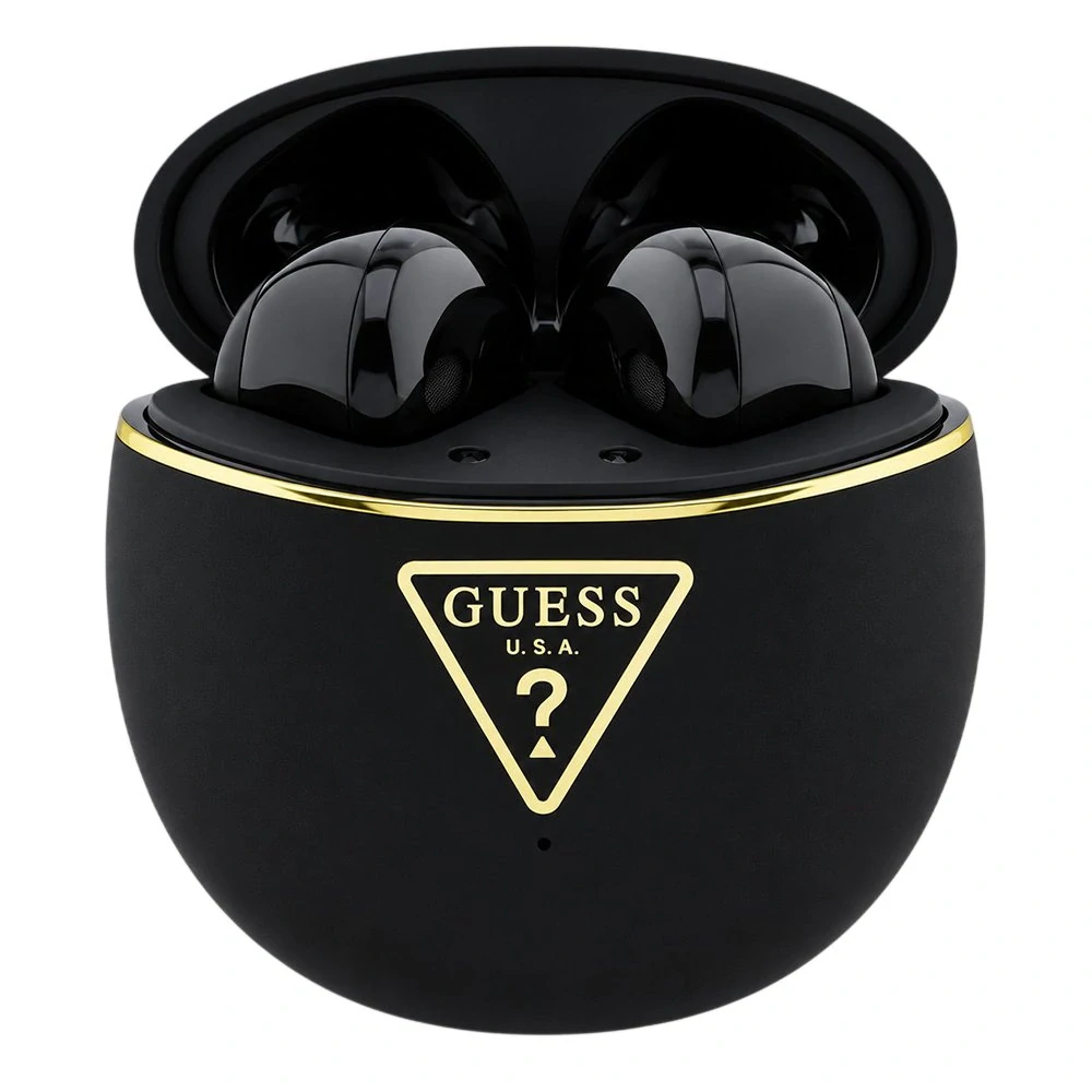 Bezdrátová sluchátka Guess Script Print (GUTWSA15HETK) Bluetooth - Černá