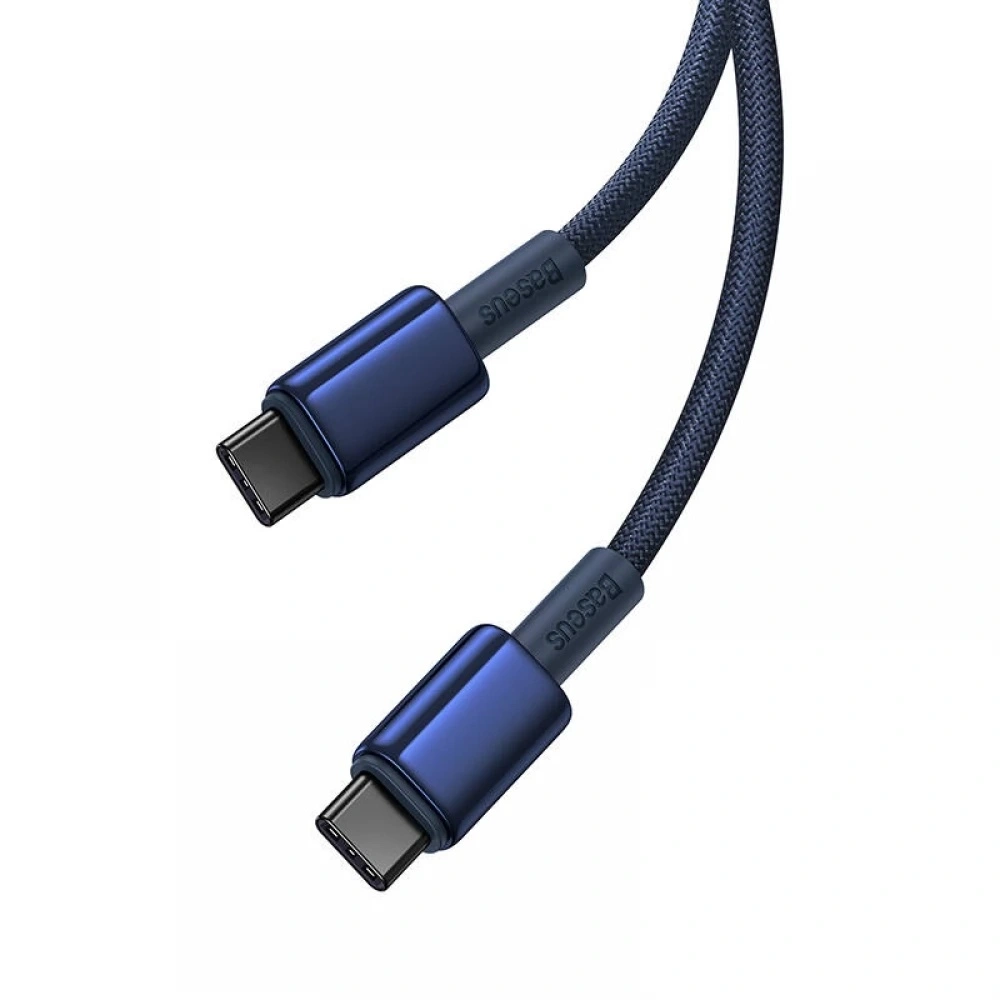 Datový kabel Baseus Tungsten Gold Type-C na Type-C, 100W, 480Mbps, 1m - Navy Blue