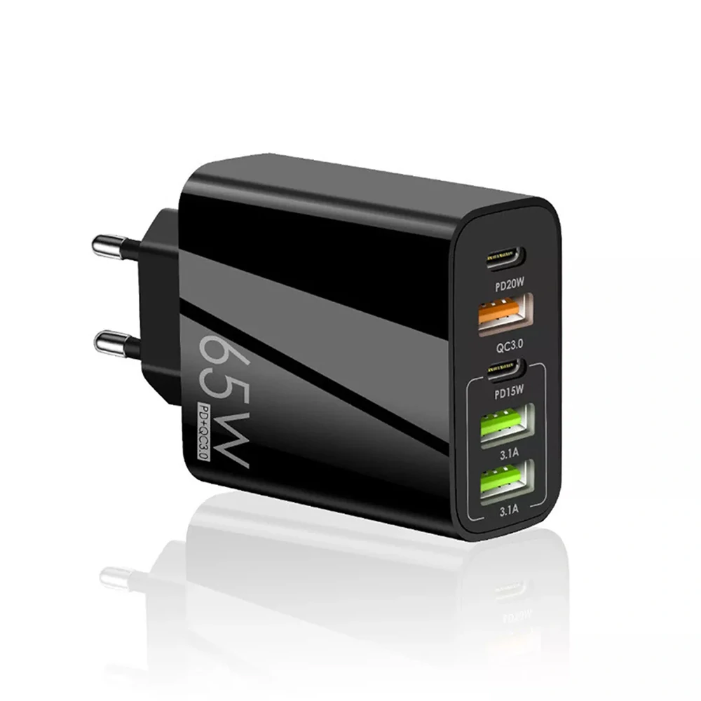 Nabíječka do sítě Techsuit PentaXPower (CHC2) - 3x USB QC 3.0, 2x Type-C 65W - černá