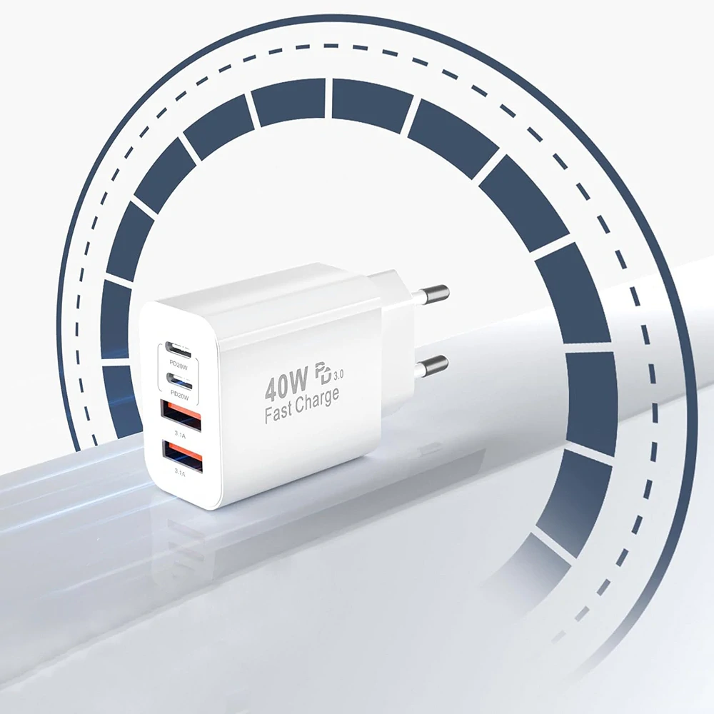 Nabíječka do sítě Techsuit PowerXQuad (CH4) 40W - bílá