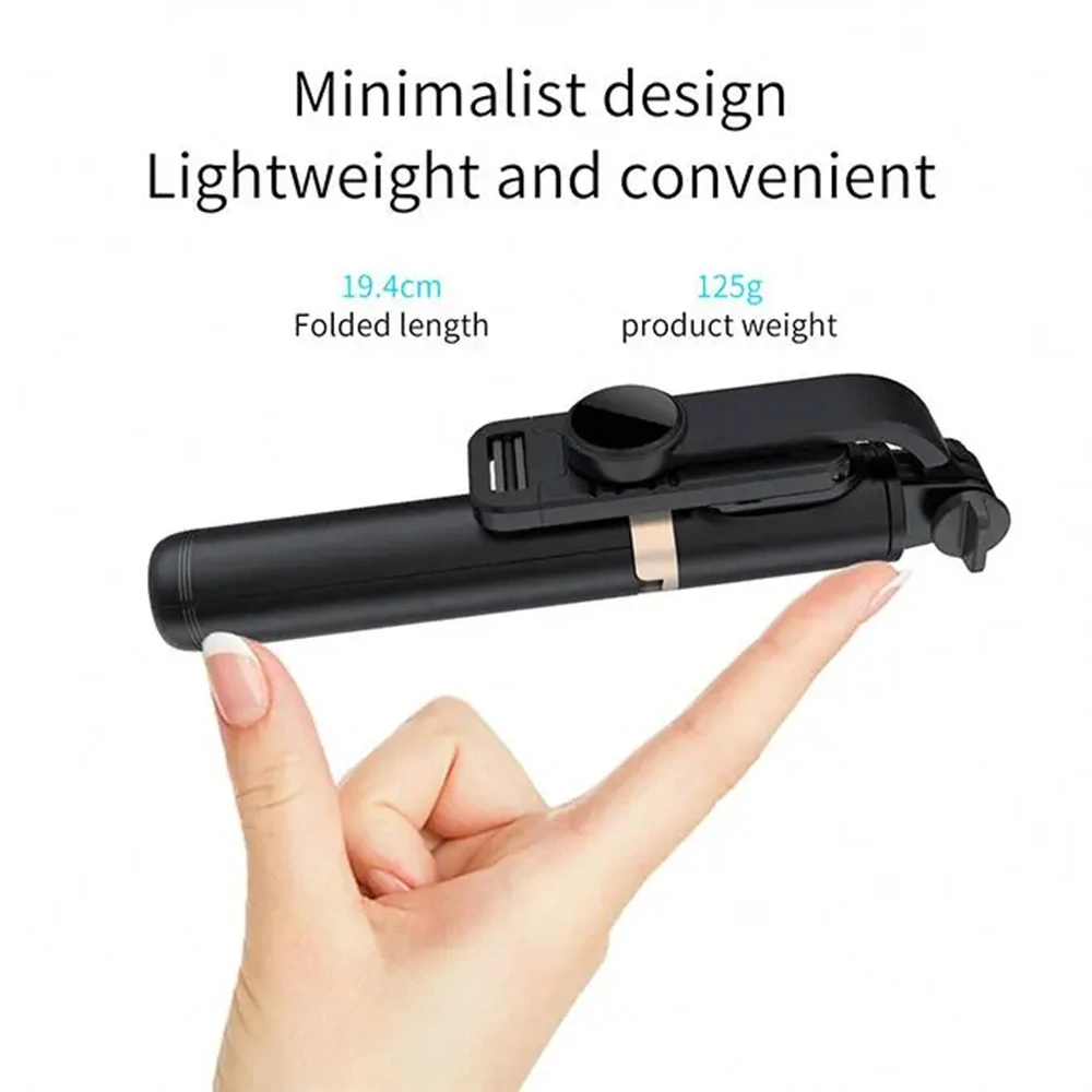 Selfie tyč Tripod Techsuit (Q03) Bluetooth, hliníková slitina, rotace o 360°, 74 cm – černý