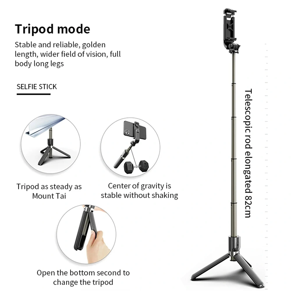 Selfie tyč Tripod Techsuit (L03) Bluetooth, 83 cm – černý