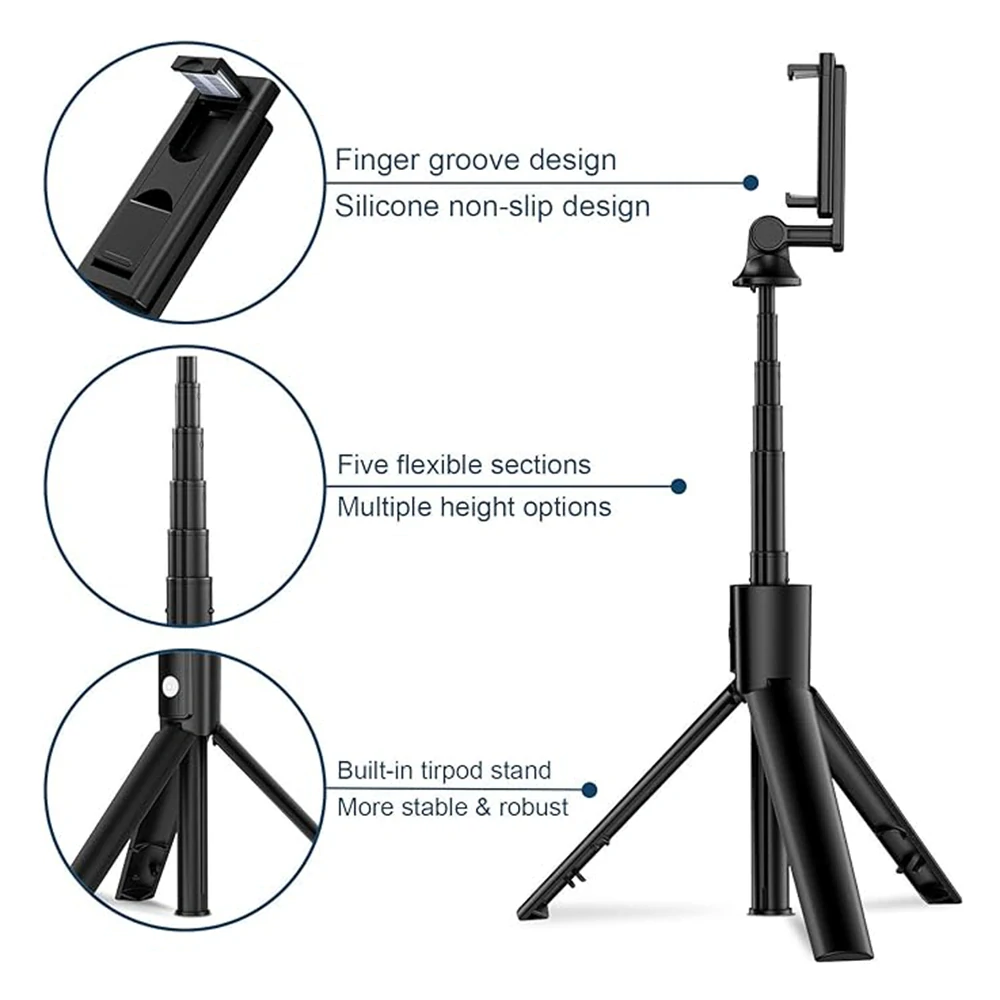 Selfie tyč Tripod Techsuit (K22) Bluetooth, 97 cm – černý